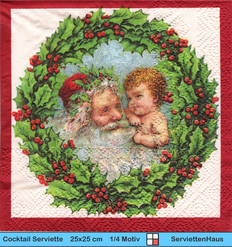 Nikolaus mit Kind auf dem Arm - 1 Cocktail Serviette